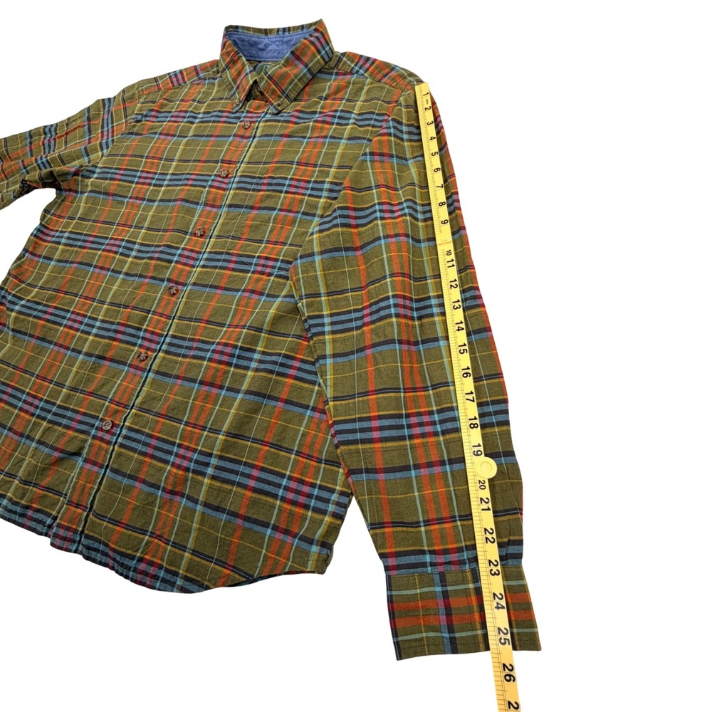 Woolrich Button Down Shirt Mens XL Olive Green‎ 100% Cotton Plaid Long Sleeve - Picture 10 of 10